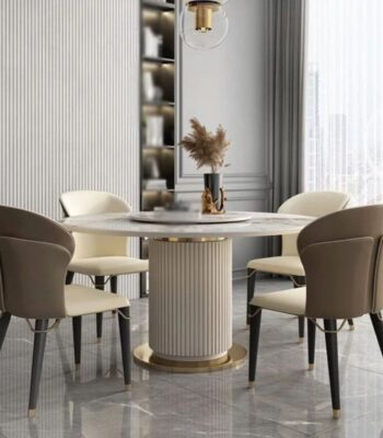 5-Piece Oval Wood Table with Navy Velvet Chairs